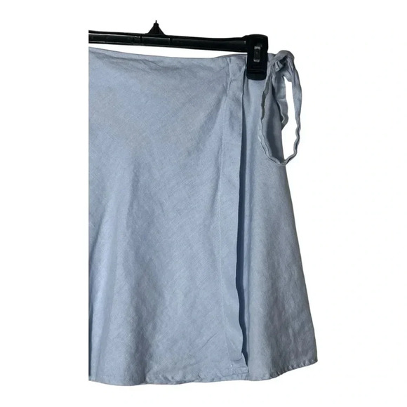1793. BRANDY MELVILLE TRUE WRAP SKIRT LIGHT BLUE IN COLOR ONE SIZE WITH TIE - Picture 2 of 7